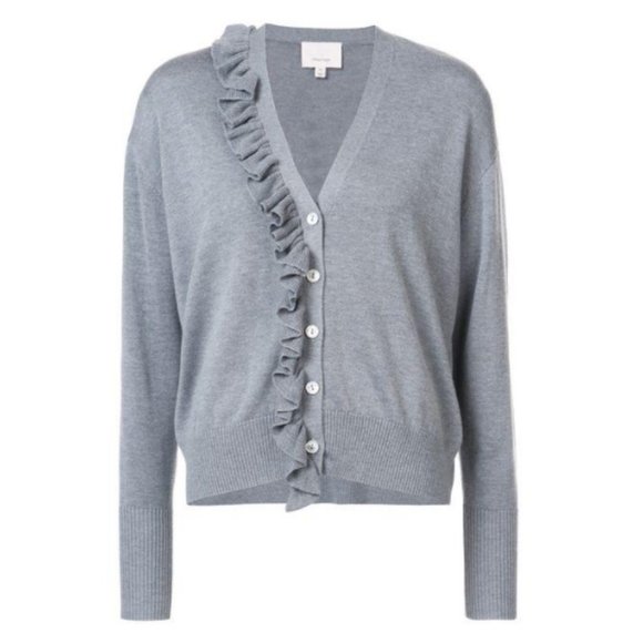 Cinq A Sept Tous Les Jours Gaetana Silk Cashmere Ruffle Trim Cardigan Sweater - Picture 13 of 13